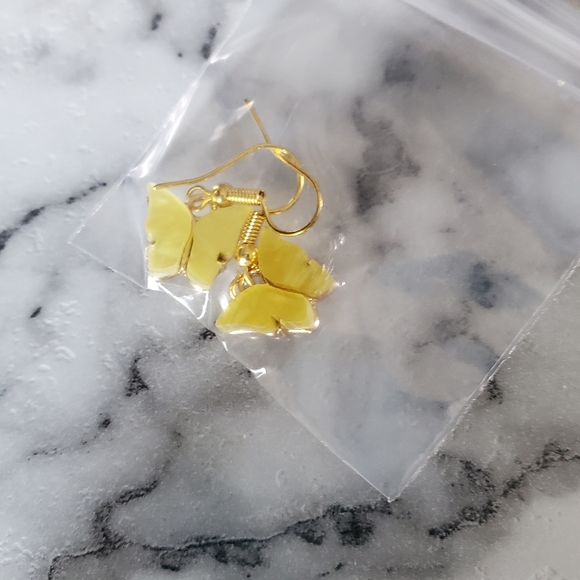 Yellow Butterfly Earrings - Picture 5 of 7